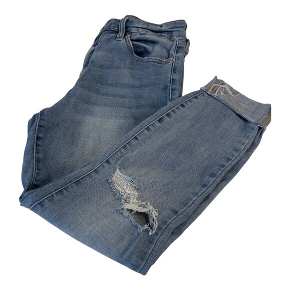 Pistola Distressed Light Wash Denim Cuffed Skinny Jeans Womens Size 29 Cotton Bl - Picture 10 of 13